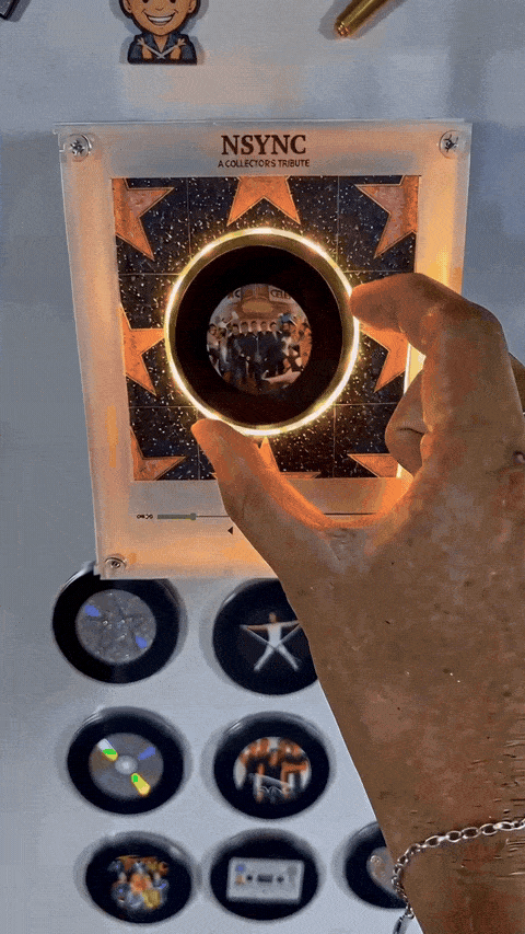 NSYNC Vinyl Frame mounted on a fridge