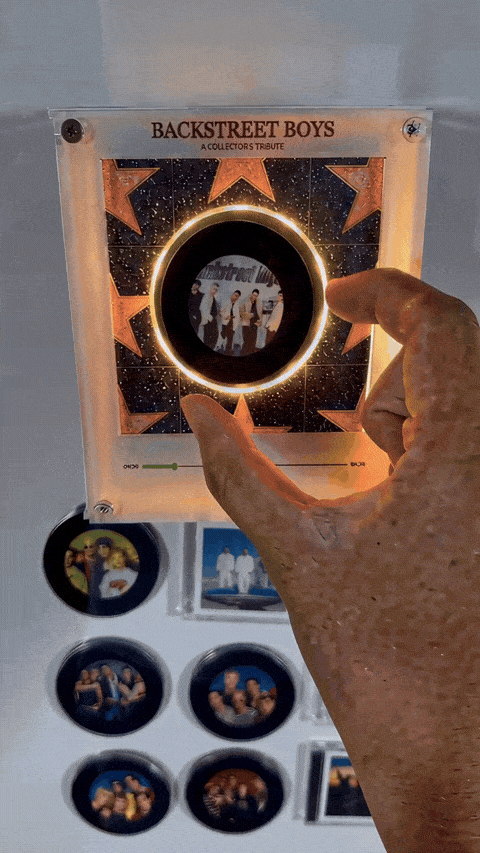 Backstreet Boys Vinyl Frame mounted on a fridge